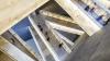 Looking down through the Museum’s cross-crossing alabaster ramps as people move through them.