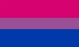 A flag of horizontal stripes: a narrow purple stripe in the centre, a wide magenta stripe above and a wide dark blue stripe below.