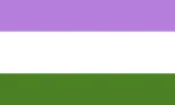 A flag of horizontal stripes, from top to bottom: purple, white and green.