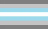  A flag of narrow horizontal stripes with white in the centre and light blue, light grey and dark grey symmetrically above and below.