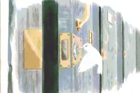 An simple illustration of a white hummingbird picking the lock of a door and opening it. The door is in a row of doors.