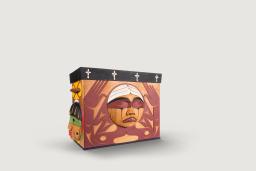 Carved rectangular Bentwood Box by Coast Salish artist Luke Marston, who steamed, bent and carved the box in the traditional style from a single piece of sacred, old-growth red cedar. The artistic styles and imagery in its carved panels represent the distinct cultures of former First Nations, Inuit and Métis residential school students. Two sides of the box are visible, which both feature a face painted and carved into the wood.