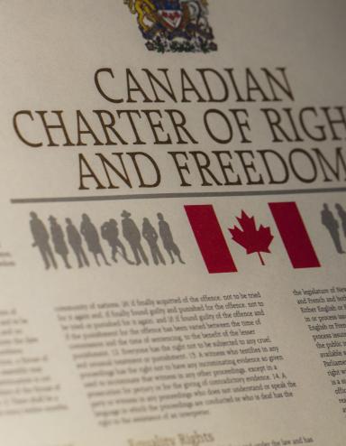 A close up of the Canadian Charte of Rights and Freedoms
