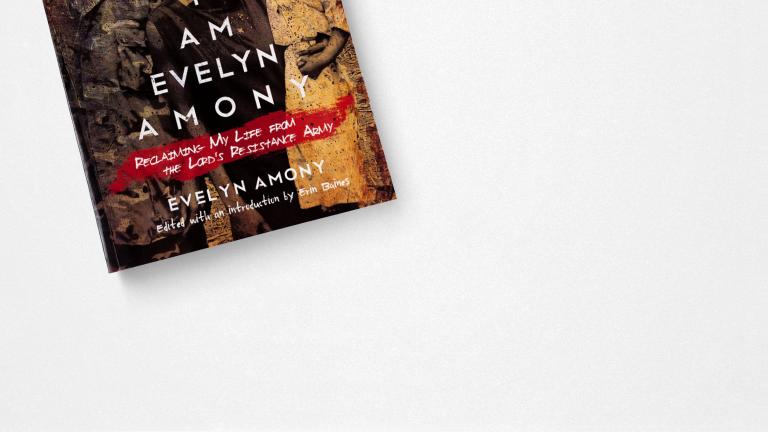 Photograph of the book cover "I Am Evelyn Amony – Reclaiming My Life from the Lord’s Resistance Army" Partially obscured.