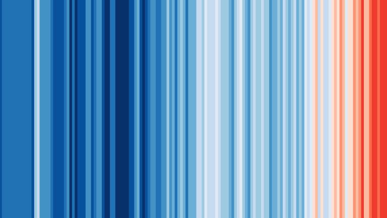 Vertical stripes arranged with shades of blue on the left and shades of red on the right.