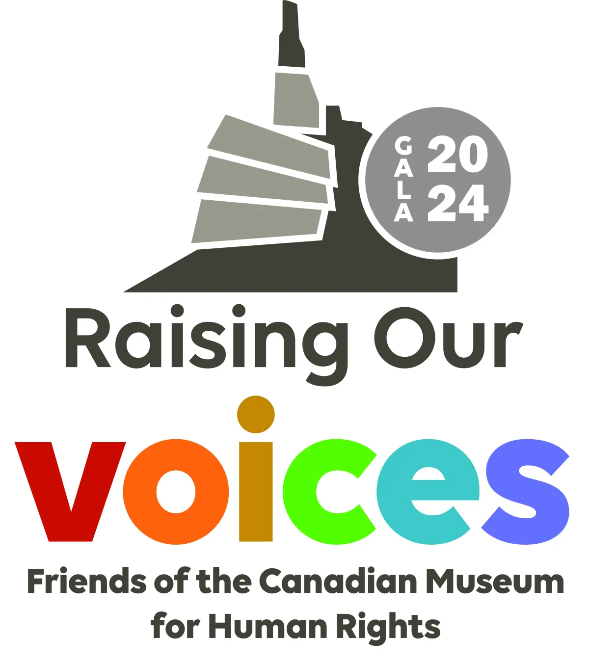 Logo: Gala 2024 Raising our Voices Friends of the Canadian Museum for Human Rights 