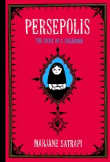 The cover of a graphic novel titled “Persepolis: The Story of a Childhood” showing a young woman in a headscarf. 