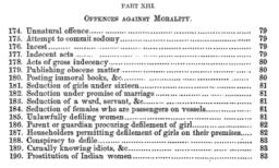 A table of contents lists crimes with numbers corresponding to particular parts of the criminal code and page numbers for definitions. Full text follows image.