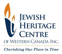 Jewish Heritage Centre of Western Canada INC cherishing our place in time logo