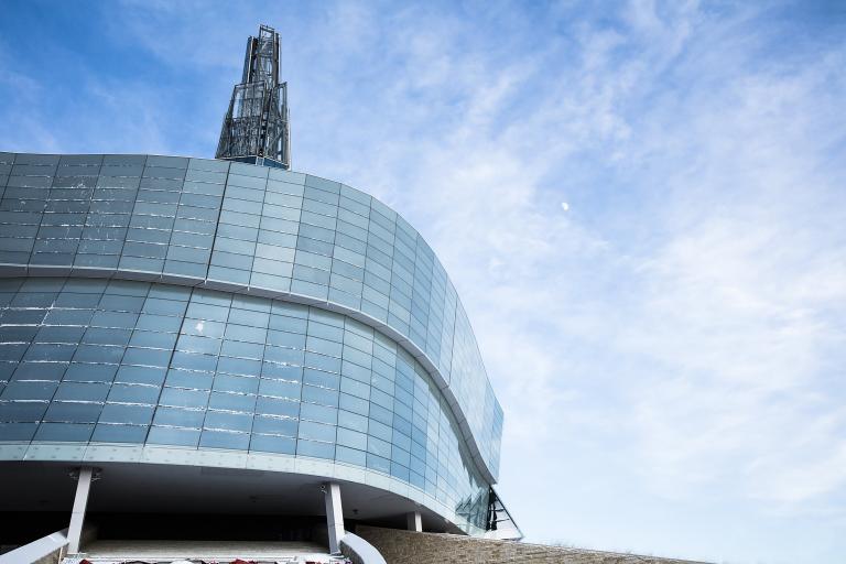An exterior view of the Museum. Partially obscured.