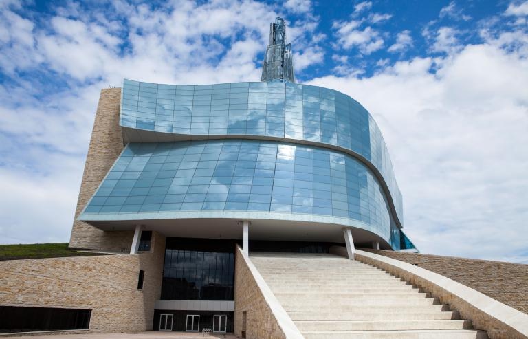 Exterior shot of the Museum at an upward angle.