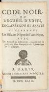 The cover page of an old book. The writing is in French. The page also features a head-and-shoulders caricature portrait of a Black person.